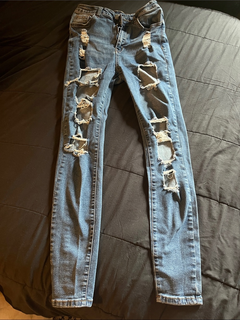SHEIN Ripped Skinny Jeans - Blue Wash